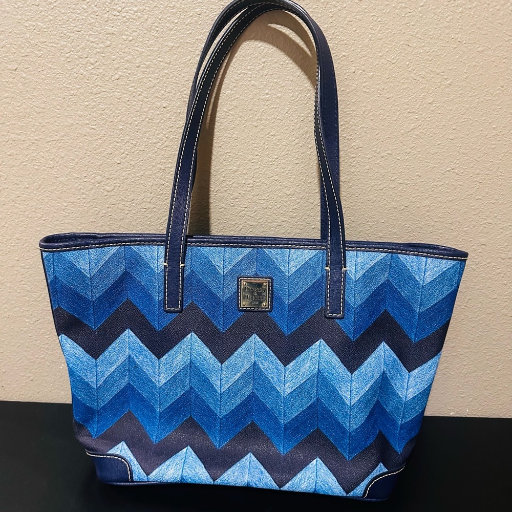 Dooney & Bourke Blue Chevron Tote